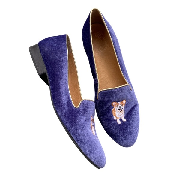 Jack Rogers Purple Velvet Flats with Corgi Embroidery size 9.5 - Picture 2 of 8